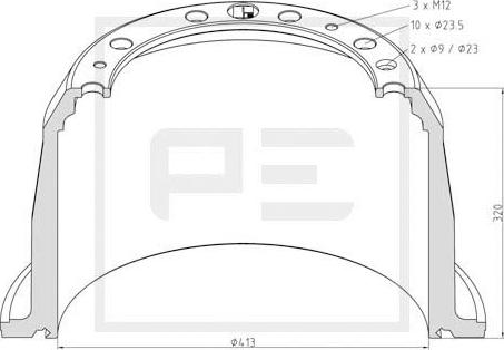 PE Automotive 126.092-00A - Спирачен барабан vvparts.bg