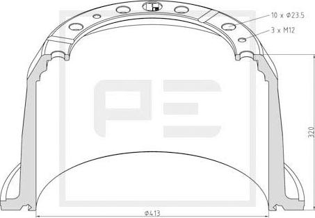 PE Automotive 126.066-00A - Спирачен барабан vvparts.bg