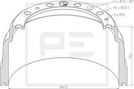 PE Automotive 126.068-00A - Спирачен барабан vvparts.bg