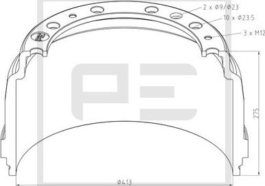 PE Automotive 126.074-00A - Спирачен барабан vvparts.bg