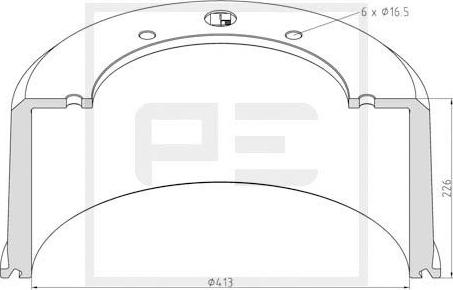 PE Automotive 126.075-00A - Спирачен барабан vvparts.bg