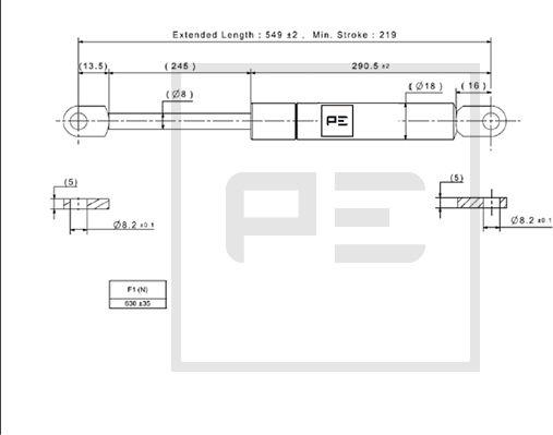 PE Automotive 120.142-00A - Газов амортисьор vvparts.bg