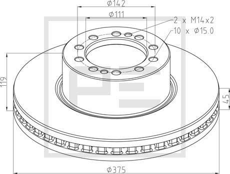 PE Automotive 256.053-00A - Спирачен диск vvparts.bg