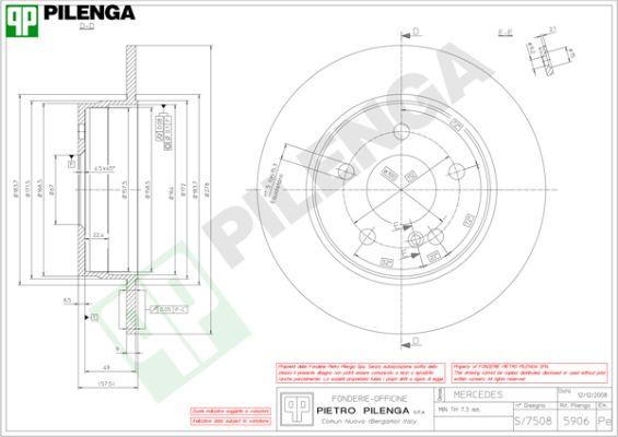 Pilenga 5906 - Спирачен диск vvparts.bg