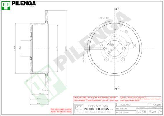 Pilenga 5406 - Спирачен диск vvparts.bg