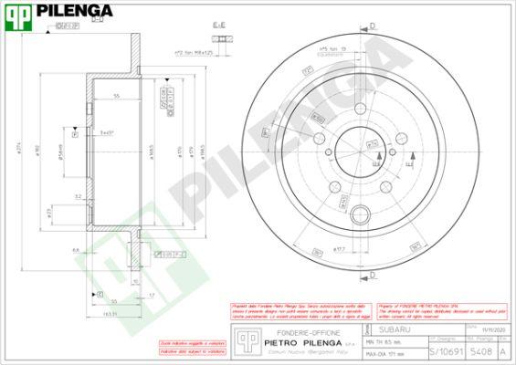 Pilenga 5408 - Спирачен диск vvparts.bg