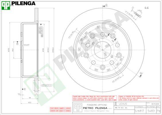 Pilenga 5483 - Спирачен диск vvparts.bg