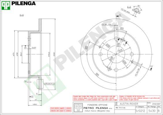 Pilenga 5430 - Спирачен диск vvparts.bg