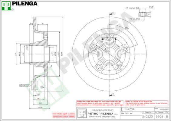 Pilenga 5508 - Спирачен диск vvparts.bg