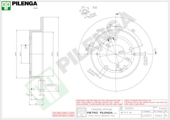 Pilenga 5662 - Спирачен диск vvparts.bg