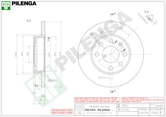 Pilenga 5063 - Спирачен диск vvparts.bg