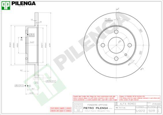 Pilenga 5019 - Спирачен диск vvparts.bg