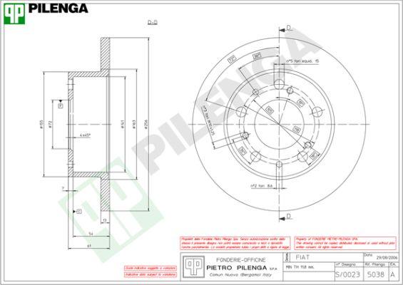 Pilenga 5038 - Спирачен диск vvparts.bg