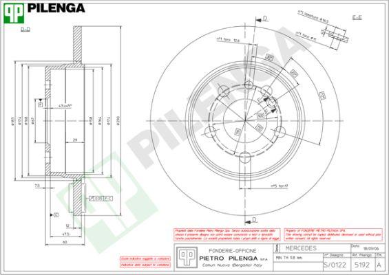 Pilenga 5192 - Спирачен диск vvparts.bg