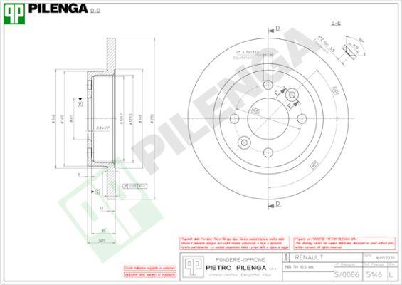 Pilenga 5146 - Спирачен диск vvparts.bg