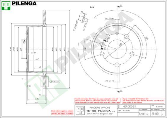 Pilenga 5183 - Спирачен диск vvparts.bg