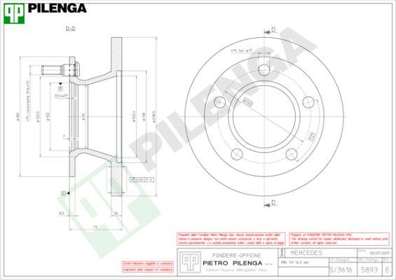 Pilenga 5893 - Спирачен диск vvparts.bg