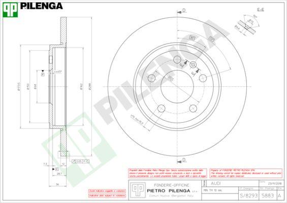 Pilenga 5883 - Спирачен диск vvparts.bg