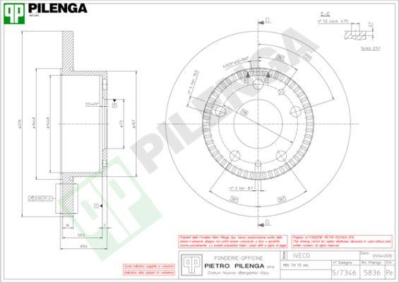 Pilenga 5836 - Спирачен диск vvparts.bg