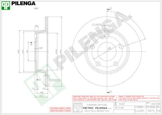 Pilenga 5875 - Спирачен диск vvparts.bg