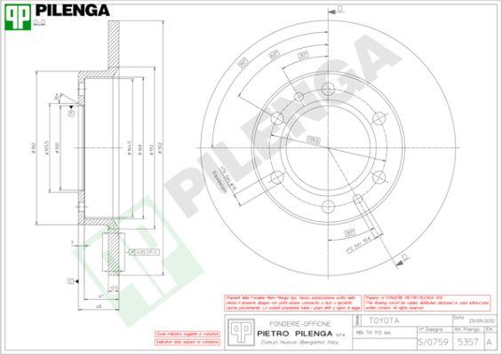 Pilenga 5357 - Спирачен диск vvparts.bg