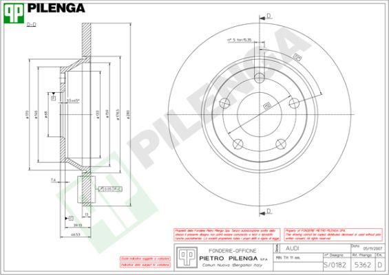 Pilenga 5362 - Спирачен диск vvparts.bg