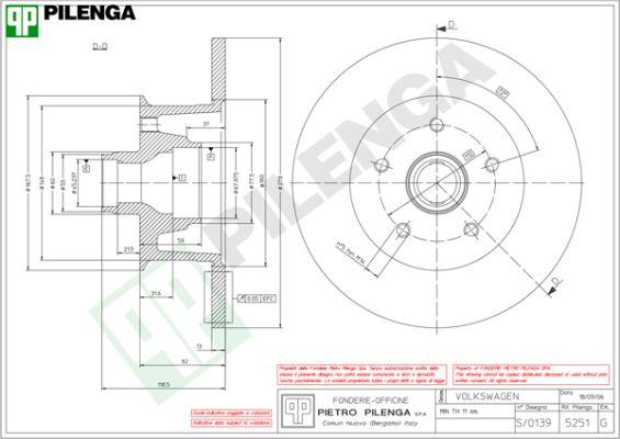 Pilenga 5251 - Спирачен диск vvparts.bg