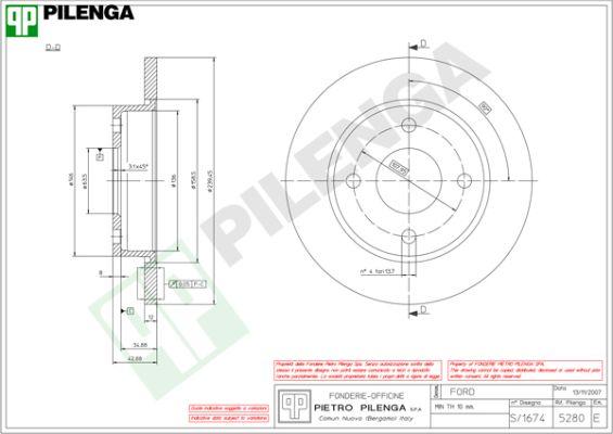 Pilenga 5280 - Спирачен диск vvparts.bg