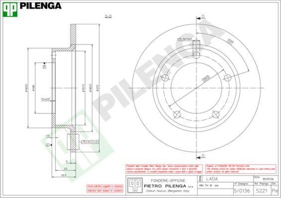 Pilenga 5221 - Спирачен диск vvparts.bg