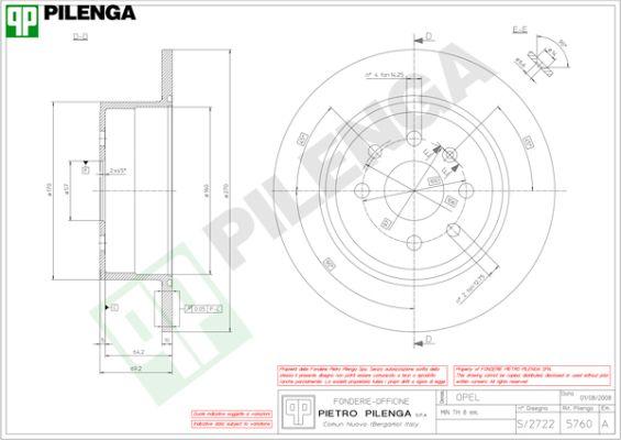 Pilenga 5760 - Спирачен диск vvparts.bg