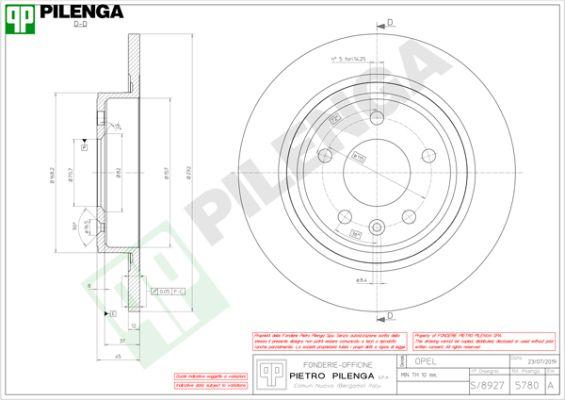 Pilenga 5780 - Спирачен диск vvparts.bg