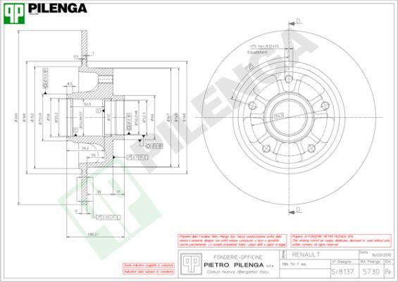 Pilenga 5730 - Спирачен диск vvparts.bg