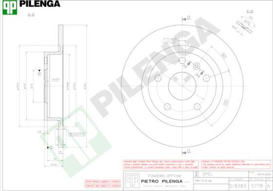 Pilenga 5778 - Спирачен диск vvparts.bg