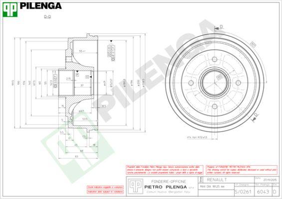 Pilenga 6043 - Спирачен барабан vvparts.bg