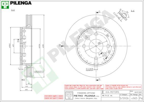 Pilenga V965 - Спирачен диск vvparts.bg