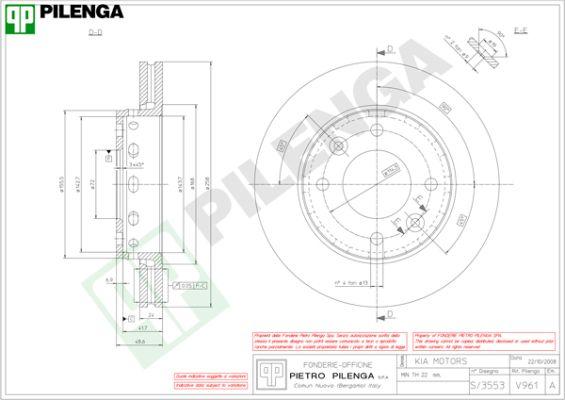 Pilenga V961 - Спирачен диск vvparts.bg