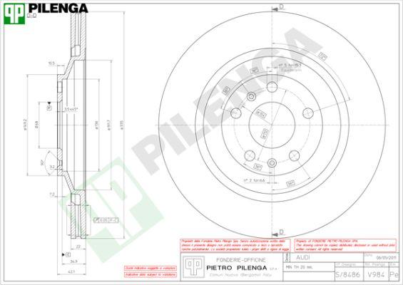 Pilenga V984 - Спирачен диск vvparts.bg