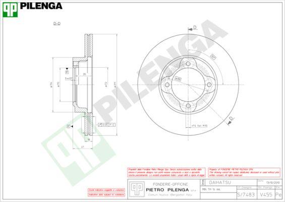 Pilenga V455 - Спирачен диск vvparts.bg