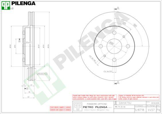 Pilenga V457 - Спирачен диск vvparts.bg