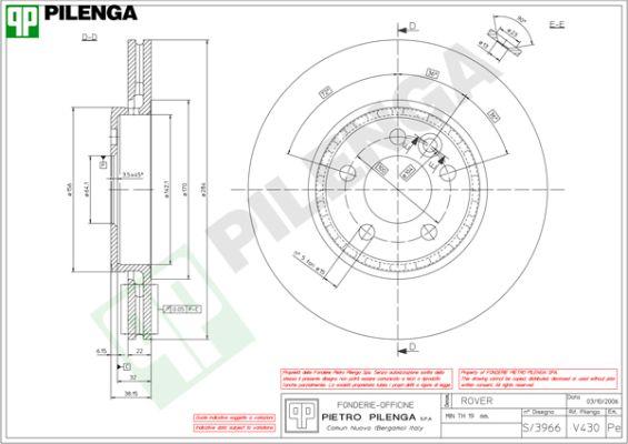 Pilenga V430 - Спирачен диск vvparts.bg