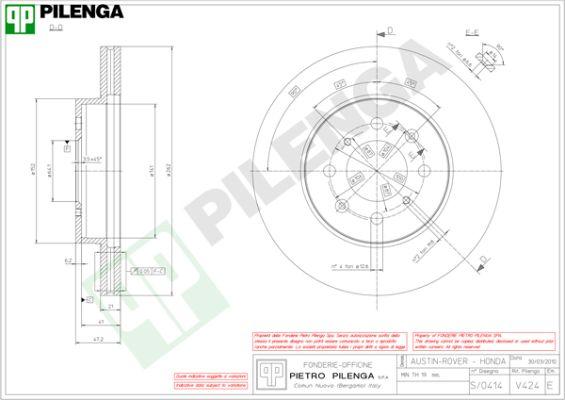 Pilenga V424 - Спирачен диск vvparts.bg