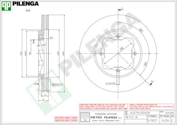 Pilenga V426 - Спирачен диск vvparts.bg