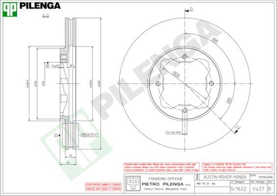 Pilenga V427 - Спирачен диск vvparts.bg