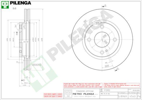 Pilenga V540 - Спирачен диск vvparts.bg