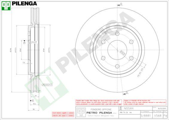 Pilenga V568 - Спирачен диск vvparts.bg