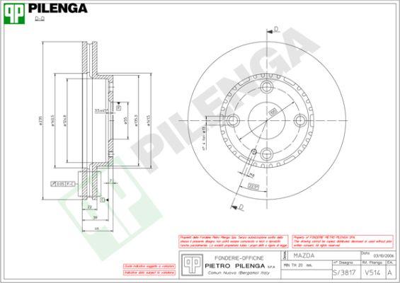 Pilenga V514 - Спирачен диск vvparts.bg