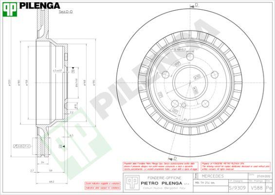 Pilenga V588 - Спирачен диск vvparts.bg