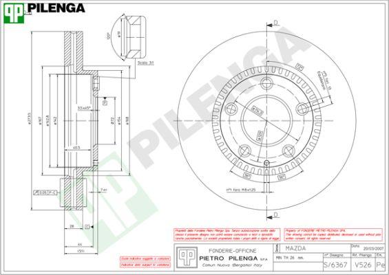 Pilenga V526 - Спирачен диск vvparts.bg