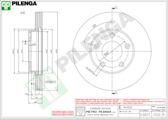 Pilenga V522 - Спирачен диск vvparts.bg