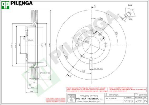 Pilenga V698 - Спирачен диск vvparts.bg